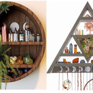 FREE B0G0 ! Large 16 inch! HIGH QUALITY! Crescent Moon Shelf, Crystal Triangle Crystal Shelf