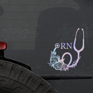 RN Stethoscope Floral Decal | Nurse Car Sticker | Waterproof Vinyl for Laptop, Tumbler, Tablet, E-Reader | Nurse Gift Idea