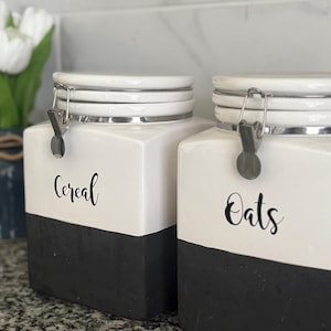 Pantry Labels Set of 10 to 20 – Vinyl Kitchen Labels – Flour Sugar Rice Stickers – Minimalist Pantry Organization – Custom Jar Decals