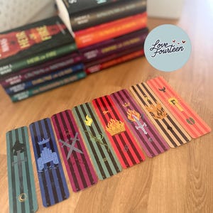 Fantasy Bookmark Set – Sword, Thrones, Crowns, Flame, Magic - Gift for Epic Fantasy Book Lovers, YA Fantasy Book Lovers (Free Shipping Code)