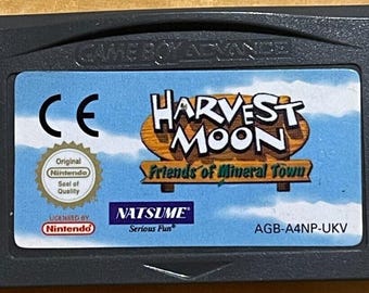 Vintage 2004 Harvest Moon Friends of Mineral Town Nintendo Gameboy Advance GBA Retro Genuine Video Game Cartridge Fully Tested & Working