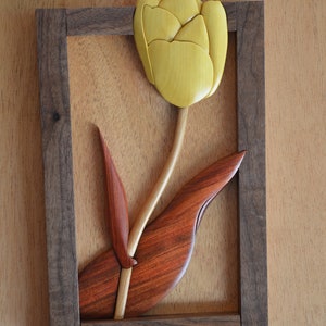Yellow Tulip Intarsia Art