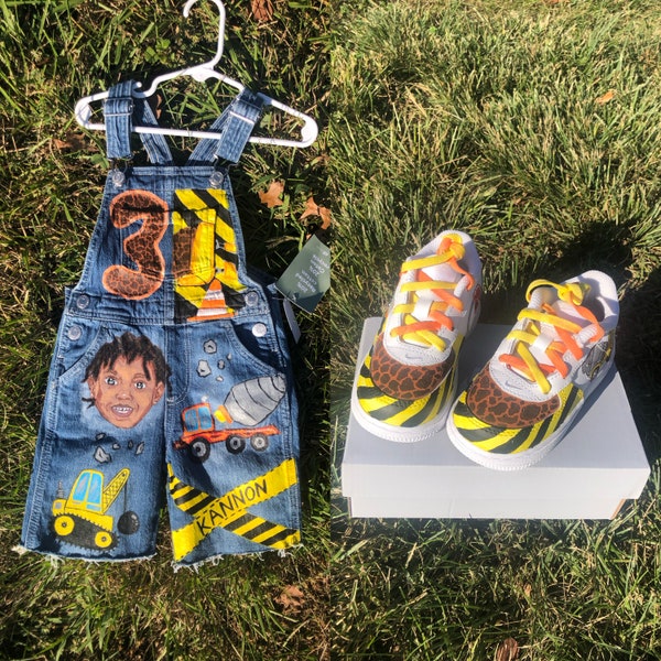 Custom Hand Painted Overalls And Shoes Unique Artwork for Trendy Fashion Enthusiasts