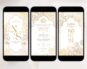 Pakistani Invitation Muslim Invitation Indian Invitation Nikkah Invitation Muslim Wedding Invitation Editable Reception Envite Walima Invite