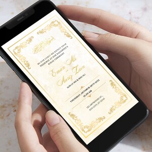 Islamic Gold Muslim Wedding Invite Digital Video Custom Animated Nikah Invite Editable Arab Nikkah Invitation Custom Walima Indian Invite