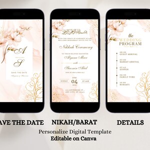 Elegant Nikkah Invitation Floral Nikah Invitation Blush Floral Nikkah Invite Editable Walima Invite Muslim Wedding Islamic Reception CardBlush Muslim Invitation