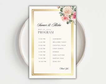 Pink Gold Wedding Timeline Template Nikkah Wedding Timeline Card Wedding Weekend Itinerary Muslim Wedding Schedule Of Events