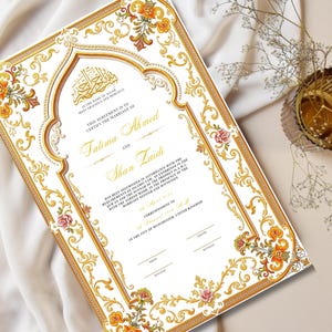 Luxus Nikkah-Urkunde Islamischer Hochzeitsvertrag Nikkah Nama Muslimische Heiratsurkunde Digitaler Muslimischer Hochzeitsvertrag Nikah Nama