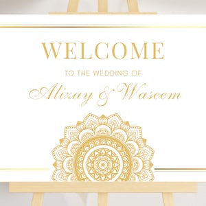 Nikkah Wedding Welcome Sign A3 Gold Personalized Nikkah Nikah Sign Muslim Wedding Sign Welcome Walima Sign Islamic Wedding Sign Template