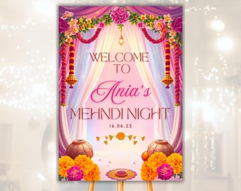 Pink Mayoun Welcome Sign Mayan Party Sign Pakistani Wedding Sign Pithi and Haldi Mehandi Night Poster Sign Maiyaan Sign Welcome Sign