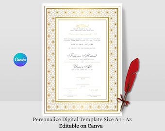 Luxury Nikkah Certificate Islamic Wedding Contract Nikkahnama Muslim Marriage Certificate Digital Muslim Wedding Contract Nikahnama
