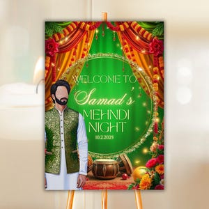Grooms Mendhi Sign For Boy Mehndi Sign for Groom Mehendi Party Sign Mehndi Ki Raat Board Mendhi Wedding Sign Dulha Editable Floral Sign