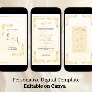 Islamic Gold Muslim Wedding Invite Digital Video Custom Animated Nikah Invite Editable Arab Nikkah Invitation Custom Walima Indian Invite