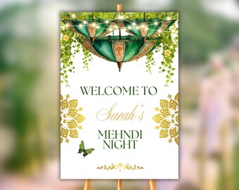 Mehndi Welcome Sign Custom Mendhi Sign Custom Mehndi Sign Dholki Sign Floral Sign Indian Wedding Sign Haldi Sangeet Dholki Welcome Sign