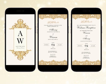 Islamic Gold Muslim Wedding Invitation Muslim Wedding Invite Editable Arab Nikkah Invitation Digital Walima Evite Digital Invitation
