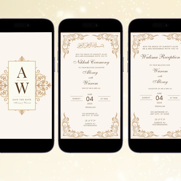 Digital Muslim Wedding Invitation Template Nikkah Invitation Electronic Neutral Nikah Invitation Editable Reception Evite Walima Invite