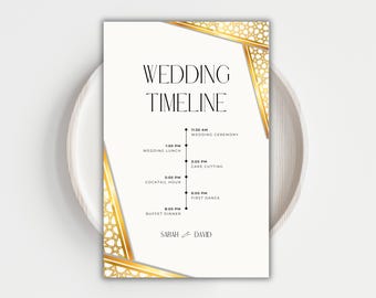 Elegant Muslim Wedding Timeline Muslim Wedding Detail Card Gold Wedding Schedule Nikkah Program Wedding Nikkah Timeline Wedding Itinerary