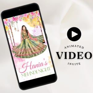 Digitale Mehndi uitnodiging voor bruid tekening Dholki uitnodigen Pakistaanse Menhdi uitnodiging Indiase Haldi bruiloft kaart Sangeet uitnodiging henna