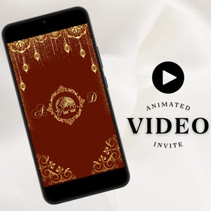 Hindoe-huwelijksuitnodiging rood goud kastanjebruin hindoe Shaadi uitnodiging digitale Indiase huwelijksuitnodiging Tamil uitnodiging hindoe Gujrati bruiloft