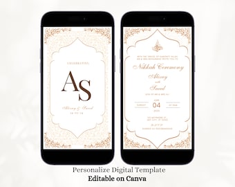 Muslim Wedding Invitation Nikkah Invitation Template Gold White Muslim Wedding Card Editable Reception Nikkah Evite Walima Invite