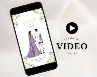 Video Walima Invitation Floral Nikkah Invitation Muslim Wedding Invitation Digital Illustration Pakistani Couple Drawing Wedding Invitation