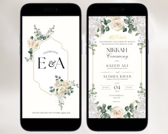Muslim Wedding Invitation Islamic Neutral Floral Nikkah Invitation Nikah Invite Editable Arab Nikkah Invitation Personalized Walima Envite