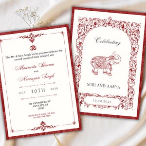 Faire-part de mariage indien traditionnel Faire-part de mariage hindou Faire-part de mariage hindou Carte de réception Faire-part de mariage Shaadi Impression numérique