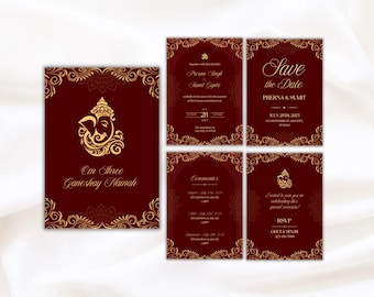 Editable Indian Wedding Invitations Bundle Hindu Wedding Invitation Indian Wedding Card Reception Card Shaadi Tamil Gujarati Invitation