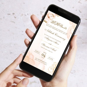 Blush Muslim Invitation For Nikkah Invitation Blush Floral Nikkah Invite Editable Walima Invitations Muslim Wedding Indian Wedding Card