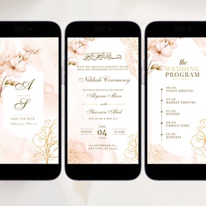 Blush Nikkah Invitation Template Muslim Invitation Blush Floral Muslim Wedding Invitation Islamic Digital Nikah Invite Canva Invitation