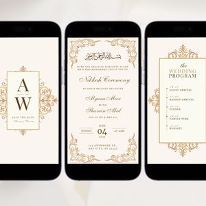 Nikkah uitnodiging sjabloon digitale moslim huwelijksuitnodiging elektronische neutrale Nikah uitnodiging bewerkbare receptie Evite Walima Invite