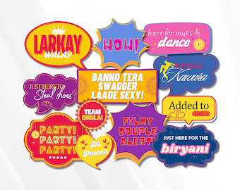 Leuke bruiloft rekwisieten Dholki DIY Photobooth Props Pakistaanse bruiloft foto rekwisieten Indiase bruiloft Photo Booth Mehndi Prop Desi Prop Team Bruid