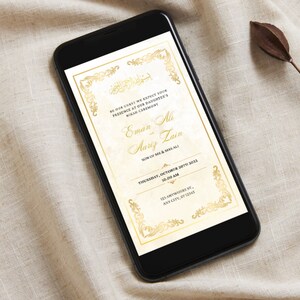 Islamic Gold Muslim Wedding Invite Digital Video Custom Animated Nikah Invite Editable Arab Nikkah Invitation Custom Walima Indian Invite