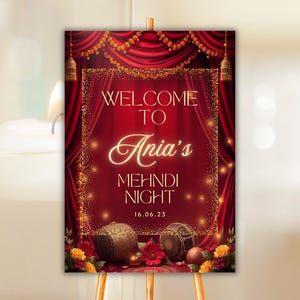 Henna Party Sign Mehendi Night Sign for Bride Mehndi Ki Raat Sign for Groom Mehndi Board Mendhi Wedding Sign Custom Dholki Sign With Dhol