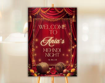 Henna Party Sign Mehendi Night Sign for Bride Mehndi Ki Raat Sign for Groom Mehndi Board Mendhi Wedding Sign Custom Dholki Sign With Dhol