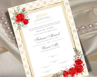 Luxury Nikkah Certificate Islamic Wedding Contract Nikkah Nama Muslim Marriage Certificate Digital Muslim Wedding Contract Nikah Nama