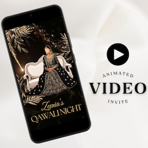Convite Qawali Night Black Qawwali Night Paquistanês Black Dholki Night Dholak Black Gold Convite de casamento Indiano Sangeet Convite