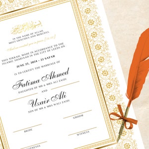 Luxus-Nikkah-Zertifikat, islamischer Hochzeitsvertrag, Nikkah Nama, muslimische Heiratsurkunde, digitaler muslimischer Hochzeitsvertrag, Nikah Nama
