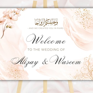 Nikkah Wedding Welcome Sign A3 Peach Personalized Nikkah Nikah Sign Muslim Wedding Sign Welcome Walima Sign Islamic Wedding Sign Template
