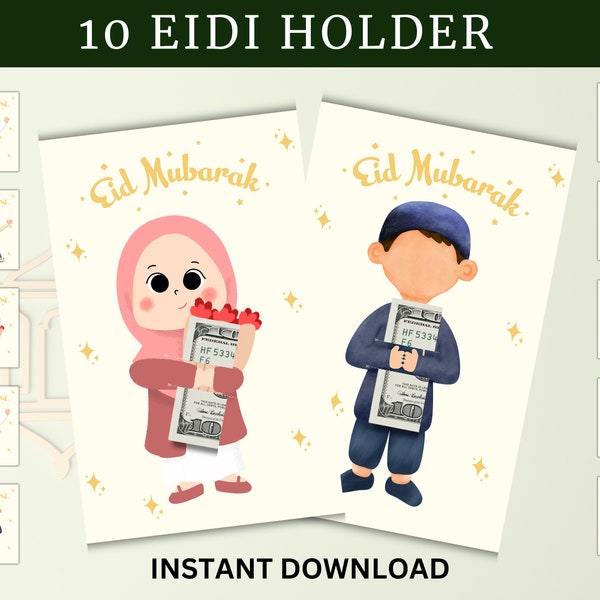 Eidee Money Envelope Porte-cartes Lot de 10 Cartes Eidi DIY Portefeuilles Eidi Cash Enveloppe Eidi Téléchargement instantané Enveloppe Eidee Sacs Eidi