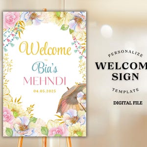 Pastel Mendhi Sign Mehendi Ki Raat Signboard Editable Printable Pithi Mayoun Signage Mehendi Mehndi Board Dholki Sangeet