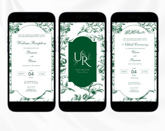 Digital Muslim Wedding Invitation Template Green Electronic Wedding Invitation Nikkah Invitation Digital Walima Card Digital Nikkah Invite