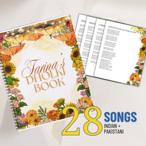 Printable Dholki Song Book Digital Mehndi Desi Song book Floral Orange Dholki Songs Lyrics Book Mehndi Song Book Punjabi Tapay Songs Mehndi