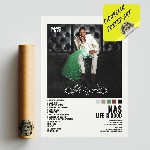 Nas, Life Is Good Poster | Album Cover Poster, Tracklist Posters, Print Wall Art, Custom Poster, Home Decor, Magic, Nasir, Nastradamus, I Am