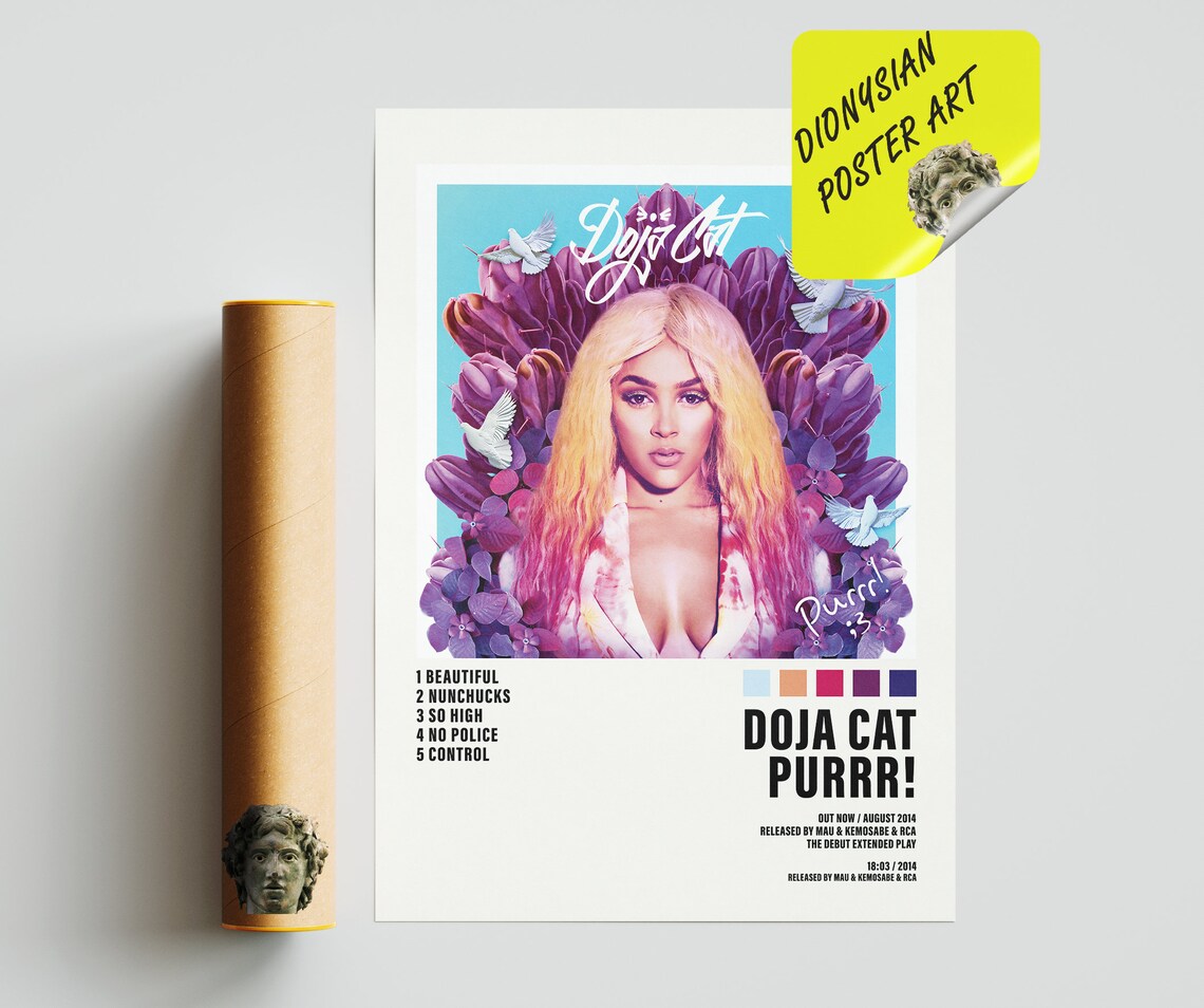 Doja Cat Purrr Poster Album Cover Poster Tracklist Etsy