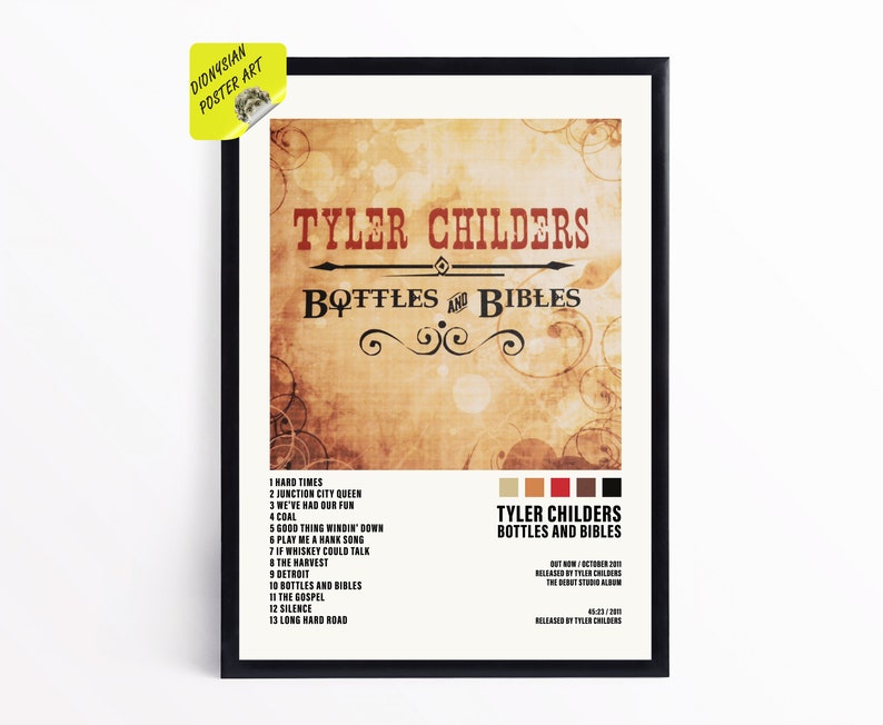 Tyler Childers Bottles and Bibles Poster Album Cover Etsy