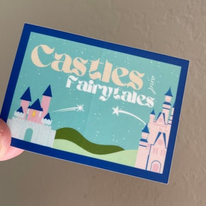 Castles and Fairytales Disney Postcard Sticker | laptop | hydroflask | princess design Disneyland stickers