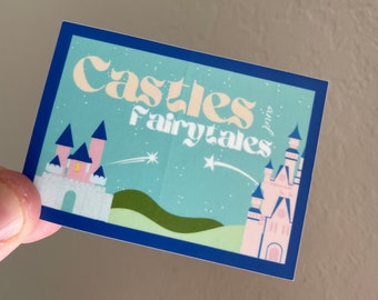 Castelos e cartão de Disney dos contos de fadas Adesivo | computador portátil | hidrofrasco | adesivos de desenho de princesa da Disneylândia