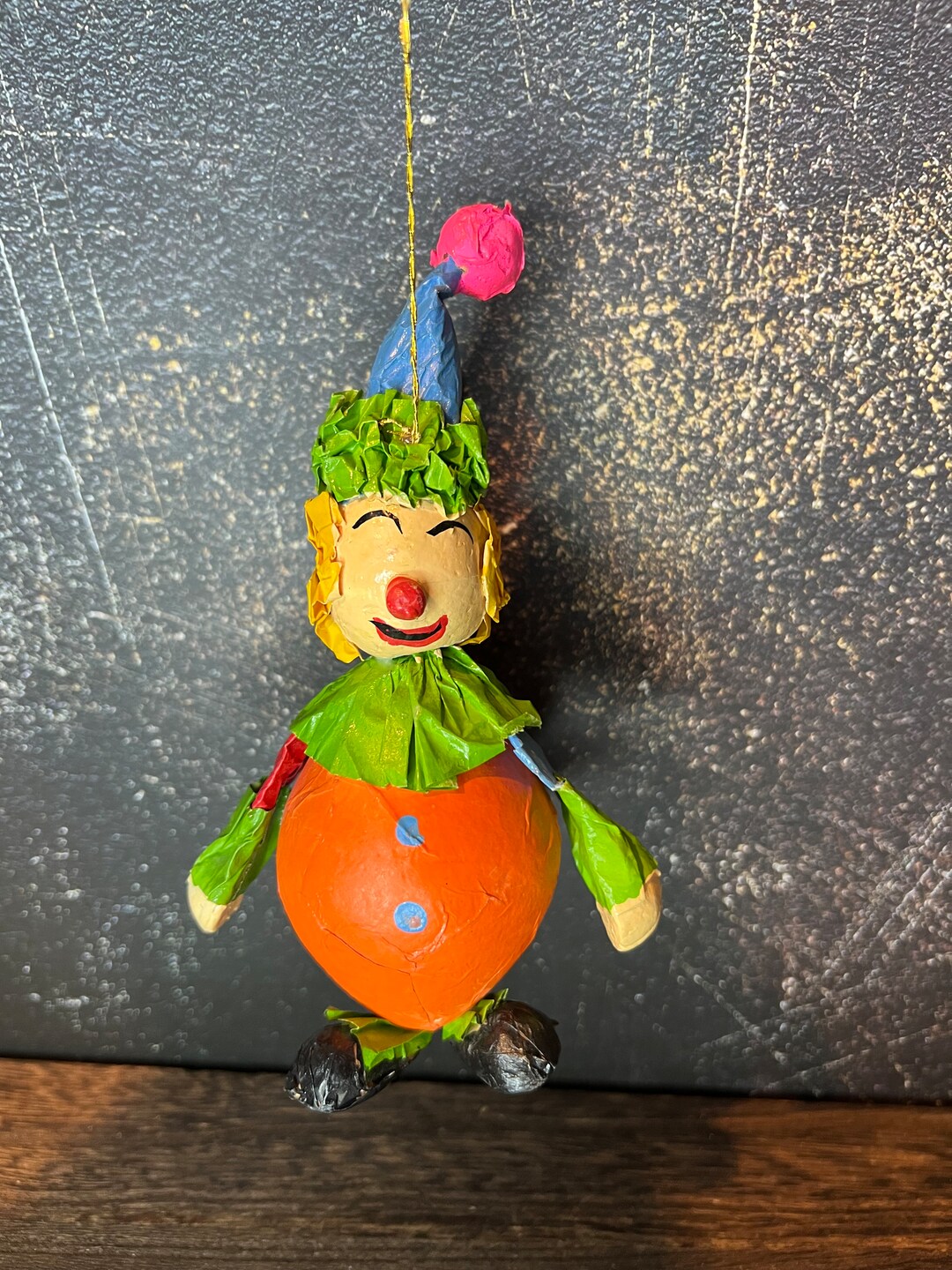 Vintage Paper Mache Clown Ornament Etsy