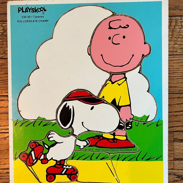 Vintage Playskool houten puzzel Charlie Brown en Snoopy